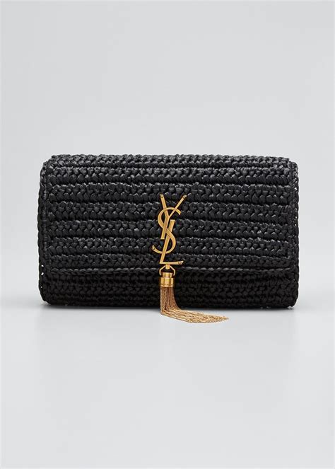 ysl black raffia bag|ysl shoulder bag with chain.